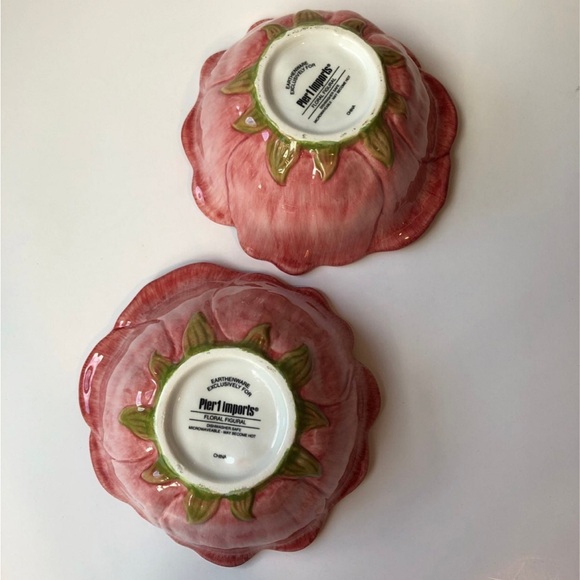 Earthenware pink Flower bowls pier 1 - Picture 4 of 7